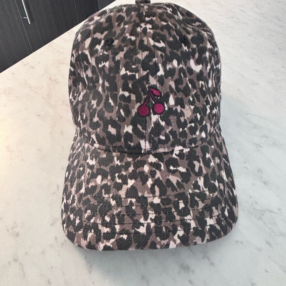 COPY - Leopard Print Cap with Cherry Embroidery